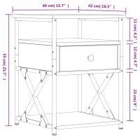 vidaXL Sängbord rökfärgad ek 40x42x55 cm konstruerat trä - Bild 10