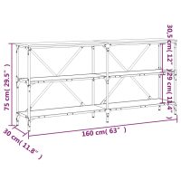 vidaXL Konsolbord grå sonoma 160x30x75 cm konstruerat trä och järn - Bild 9