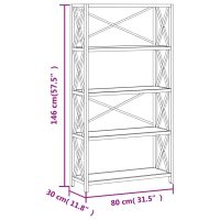 vidaXL Bokhylla med 5 hyllplan 80x30x146 cm massiv ek - Bild 6