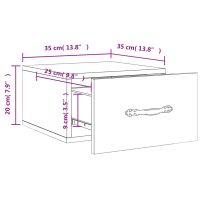 vidaXL Väggmonterat sängbord vit högglans 35x35x20 cm - Bild 12