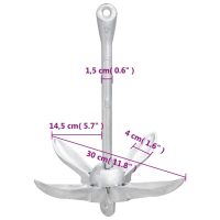 vidaXL Hopfällbart ankare silver 1,5 kg smidbart järn - Bild 7