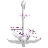 vidaXL Hopfällbart ankare silver 1,5 kg smidbart järn - Bild 9