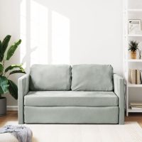 vidaXL Golvbäddsoffa 2-i-1 Ljusgrå 122x204x55 cm sammet - Bild 3