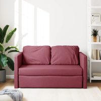 vidaXL Golvbäddsoffa 2-i-1 vinröd 112x174x55 cm tyg - Bild 3