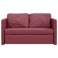 vidaXL Golvbäddsoffa 2-i-1 vinröd 112x174x55 cm tyg - Bild 5