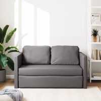 vidaXL Golvbäddsoffa 2-i-1 grå 112x174x55 cm konstläder - Bild 3