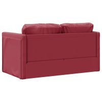 vidaXL Golvbäddsoffa 2-i-1 vinröd 112x174x55 cm konstläder - Bild 7