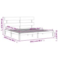 vidaXL Sängram med huvudgavel vit 200x200 cm massivt trä - Bild 12