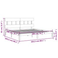 vidaXL Sängram med huvudgavel vit 200x200 cm massivt trä - Bild 12