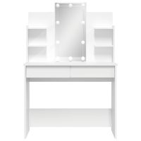 vidaXL Sminkbord med LED vit 96x40x142 cm - Bild 5