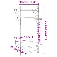 vidaXL Vägghyllor 2-plan med stänger 2 st brun ek 30x25x65 cm - Bild 9