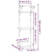 vidaXL Vägghyllor 3-plan med stänger 2 st rökfärgad ek 30x25x100 cm - Bild 9