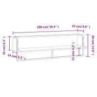 vidaXL Vägghylla med stång rökfärgad ek 100x25x30 cm - Bild 8