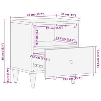 vidaXL Nattduksbord 2 st 40x33x46 cm massivt mangoträ - Bild 12