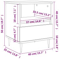 vidaXL Sängbord 2 st rökfärgad ek 40x35x50 cm konstruerat trä - Bild 12