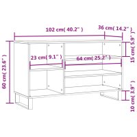 vidaXL Skoställ rökfärgad ek 102x36x60 cm konstruerat trä - Bild 10