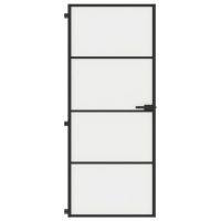 vidaXL Innerdörr svart 83x201,5 cm härdat glas och aluminium slim - Bild 3