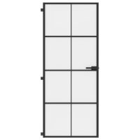 vidaXL Innerdörr svart 83x201,5 cm härdat glas och aluminium slim - Bild 3