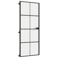 vidaXL Innerdörr svart 83x201,5 cm härdat glas och aluminium slim - Bild 5