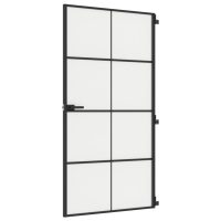 vidaXL Innerdörr svart 102,5x201,5 cm härdat glas och aluminium slim - Bild 2