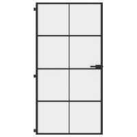 vidaXL Innerdörr svart 102,5x201,5 cm härdat glas och aluminium slim - Bild 3