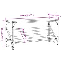 vidaXL Skohylla rökfärgad ek 90x30x45 cm konstruerat trä - Bild 9