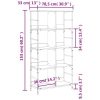 vidaXL Bokhylla svart 78,5x33x153 cm konstruerat trä - Bild 9