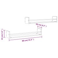 vidaXL Vägghyllor med stänger 2 st brun ek 80x16x14 cm - Bild 8