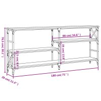 vidaXL Avlastningsbord rökfärgad ek 180x29x76,5 cm konstruerat trä - Bild 9