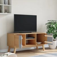 vidaXL Tv-bänk OLDEN grå och brun 114x43x57 cm massiv furu - Bild 4