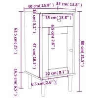 vidaXL Sängbord SENJA rottinglook brun 40x35x80 cm massiv furu - Bild 11