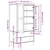 vidaXL Garderob SENJA rottinglook vit 90x55x175 cm massiv furu - Bild 11