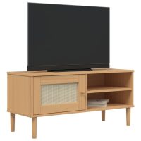 vidaXL Tv-bänk SENJA rottinglook brun 106x40x49 cm massiv furu - Bild 3