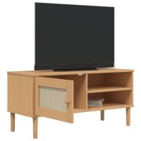 vidaXL Tv-bänk SENJA rottinglook brun 106x40x49 cm massiv furu - Bild 4