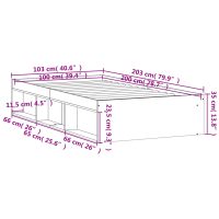 vidaXL Sängram betonggrå 100x200 cm - Bild 11