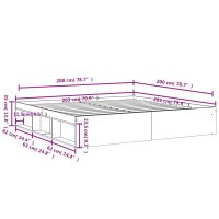 vidaXL Sängram rökfärgad ek 200x200 cm - Bild 11