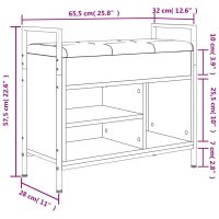 vidaXL Skobänk svart 65,5x32x57,5 cm konstruerat trä - Bild 11