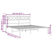 vidaXL Sängram med huvudgavel metall vit 135x190 cm - Bild 9