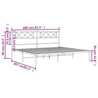 vidaXL Sängram med huvudgavel metall vit 200x200 cm - Bild 9