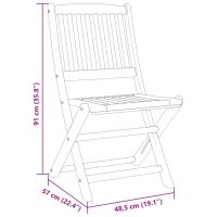 vidaXL Hopfällbar matgrupp 3 delar massivt akaciaträ - Bild 11