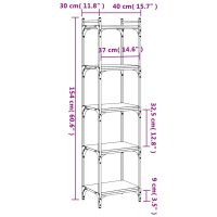 vidaXL Bokhylla 5 hyllplan rökfärgad ek 40x30x154 cm konstruerat trä - Bild 9