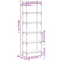 vidaXL Bokhylla 6 hyllplan rökfärgad ek 60x30x188 cm konstruerat trä - Bild 9