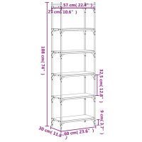 vidaXL Bokhylla 6 hyllplan brun ek 60x30x188 cm konstruerat trä - Bild 9