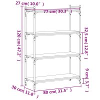 vidaXL Bokhylla 4 hyllplan svart 80x30x120 cm konstruerat trä - Bild 9