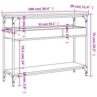 vidaXL Avlastningsbord med hylla brun ek 100x29x75 cm konstruerat trä - Bild 8