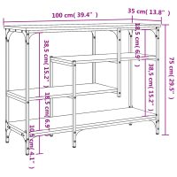 vidaXL Konsolbord med hyllor rökfärgad ek 100x35x75 cm - Bild 9