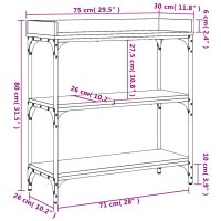 vidaXL Konsolbord med hyllor svart 75x30x80 cm - Bild 9