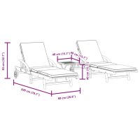 vidaXL Solsäng 2 st med bord massivt akaciaträ - Bild 10