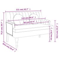 vidaXL Bänk med dynor svart 113x64,5x75,5 cm tyg - Bild 8