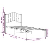 vidaXL Sängram med huvudgavel metall vit 90x200 cm - Bild 9